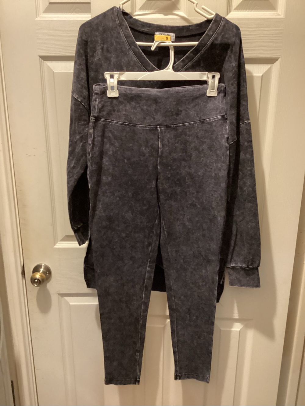 Zenana Outfitters Mineral-Wash Charcoal High-Waist Leggings